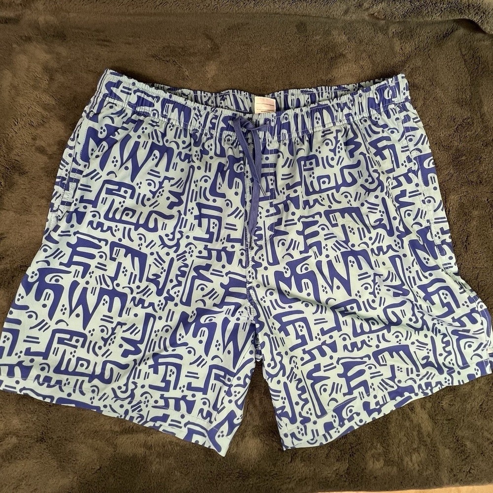 Bearbottom Men‎ XXL Print Swim Trunks Blue No Liner 2XL